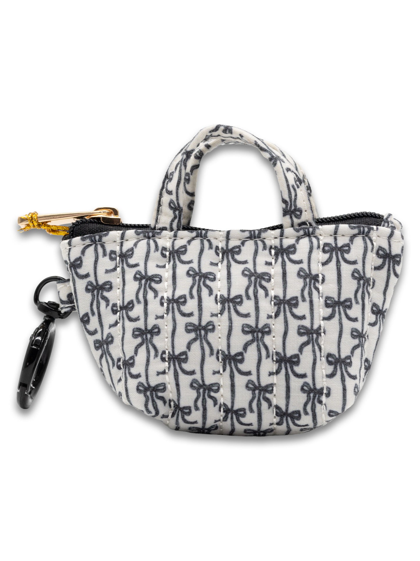 Keychain Mini Tote, Black Bow