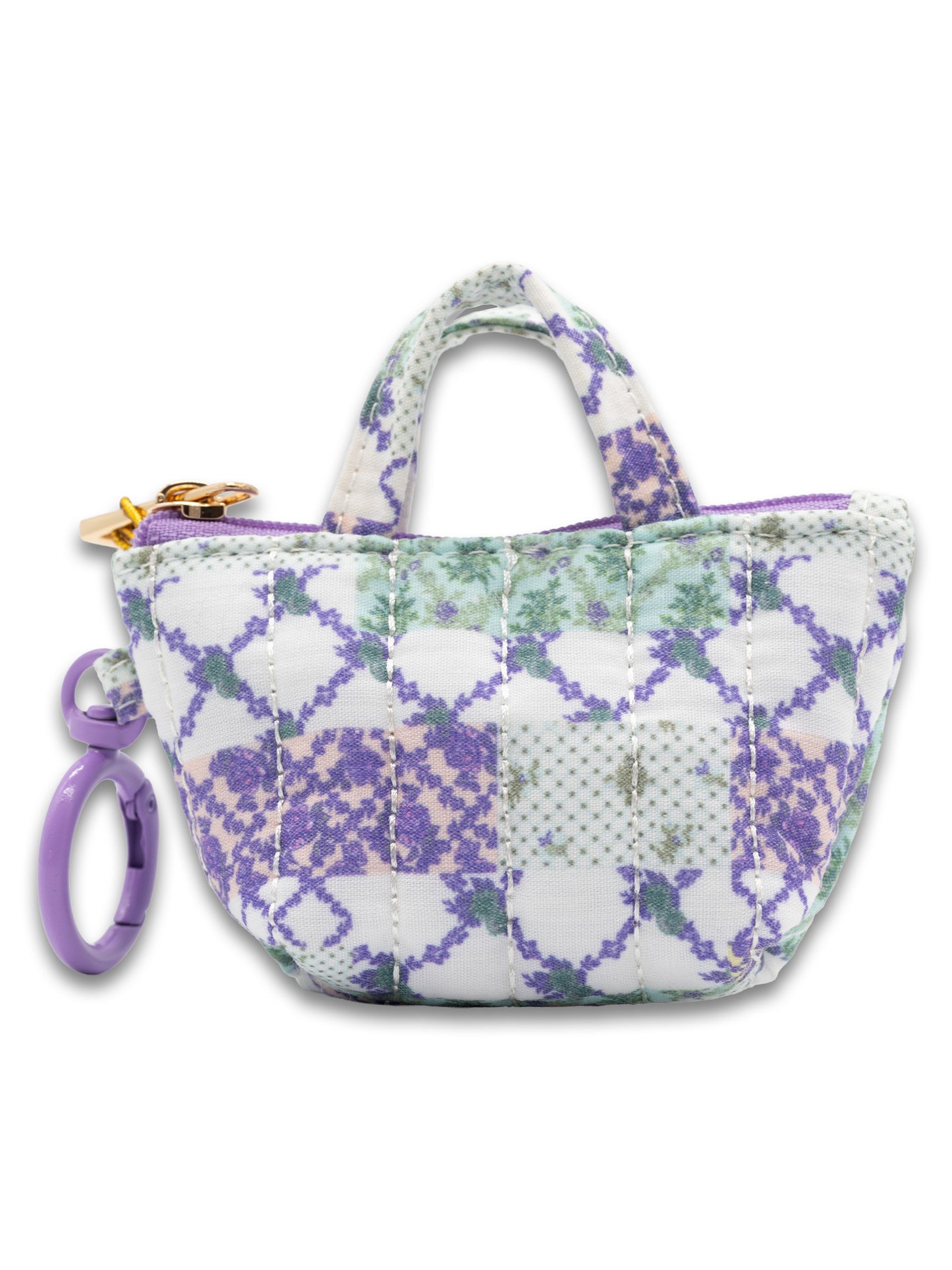 Keychain Mini Tote, Lavender Patch