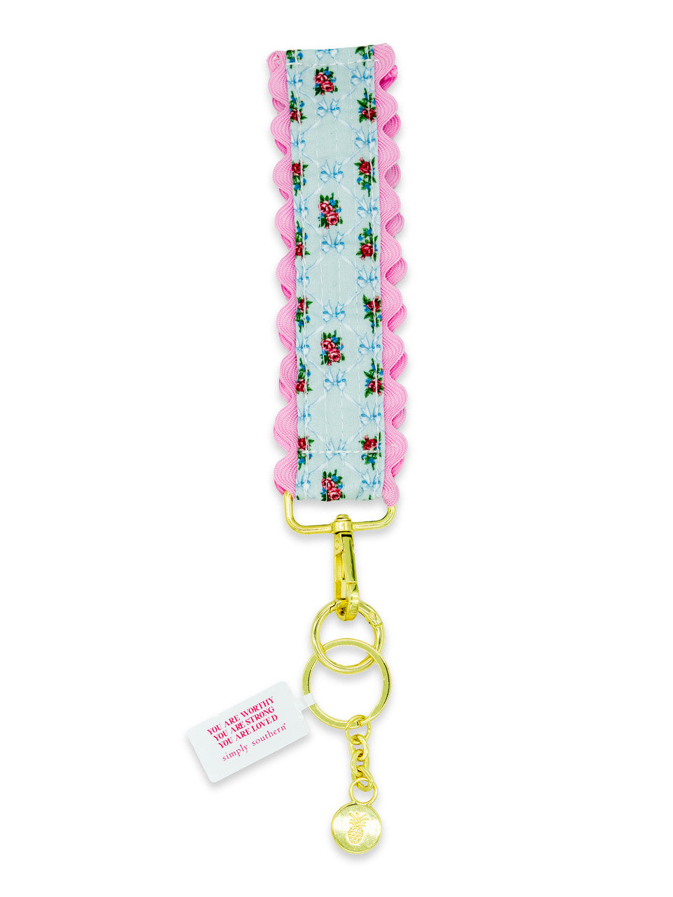 Ricrac Keyfob, Blue Bow Floral
