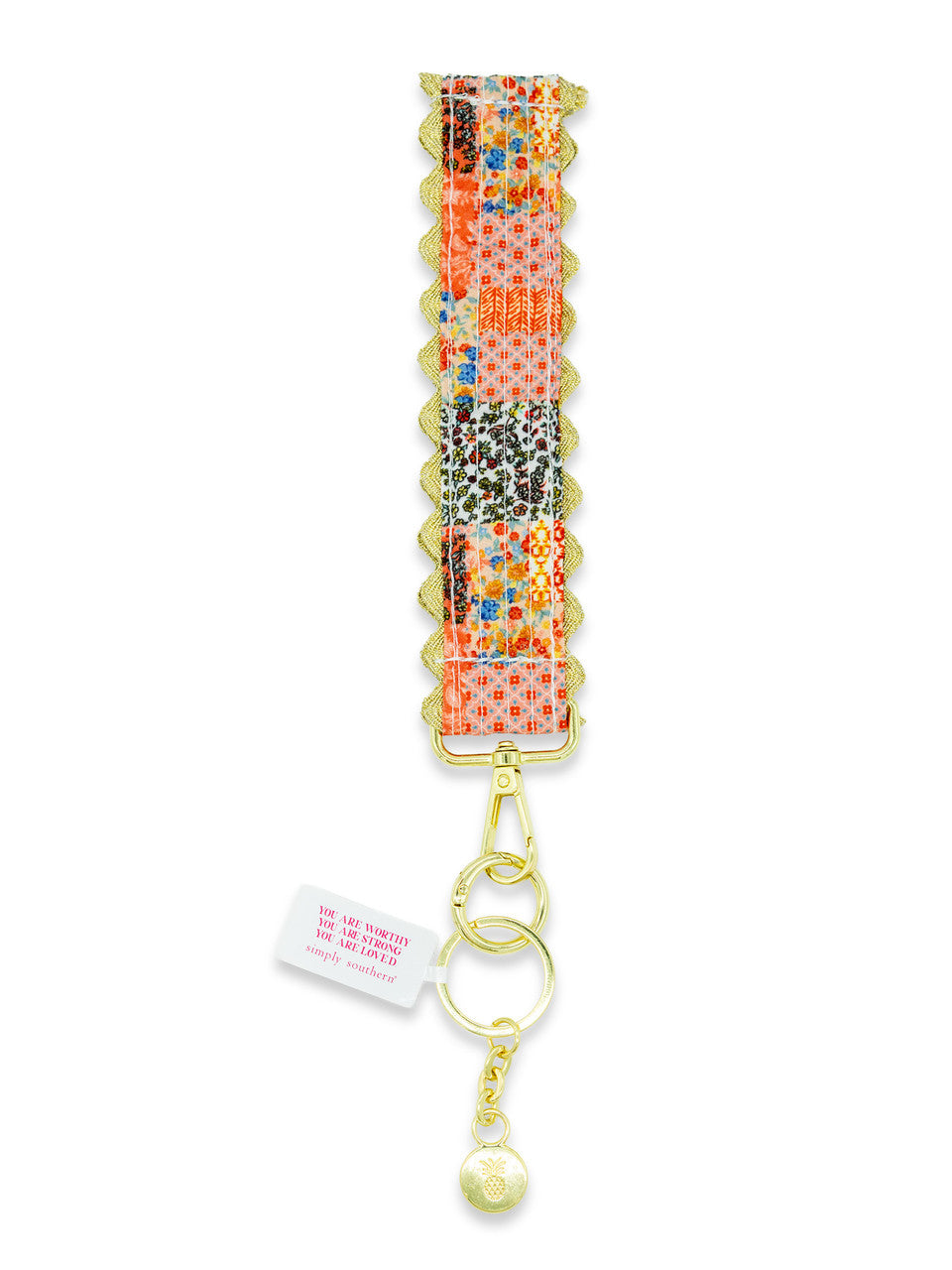 Ricrac Keyfob, Orange Quilted Floral