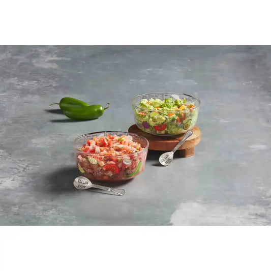 Guac Recipe Glass Dip Bowl Set