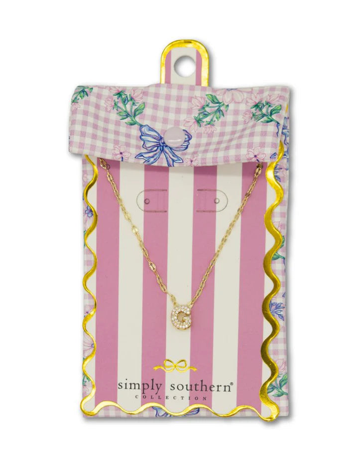 Rhinestone Gold Initial Necklace, G