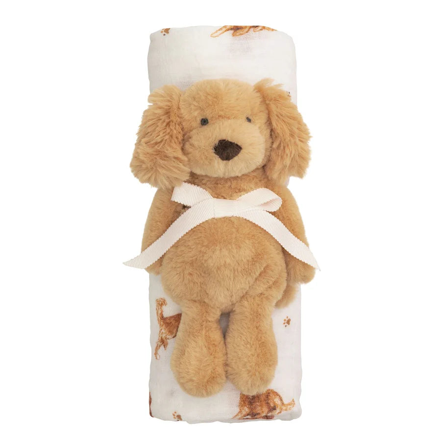 Retriever Swaddle And Rattle Set