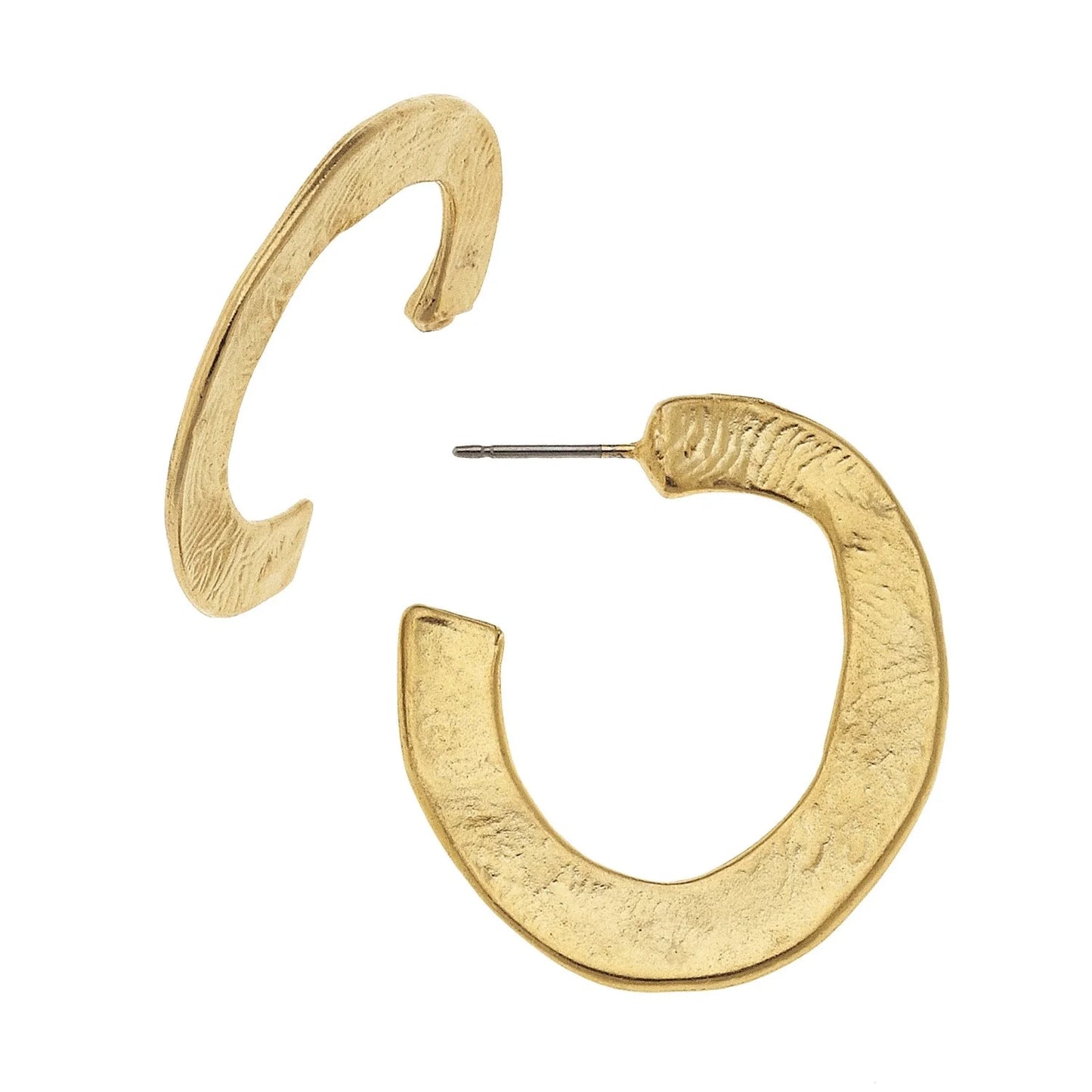 Gold Hammered Hoops, Small