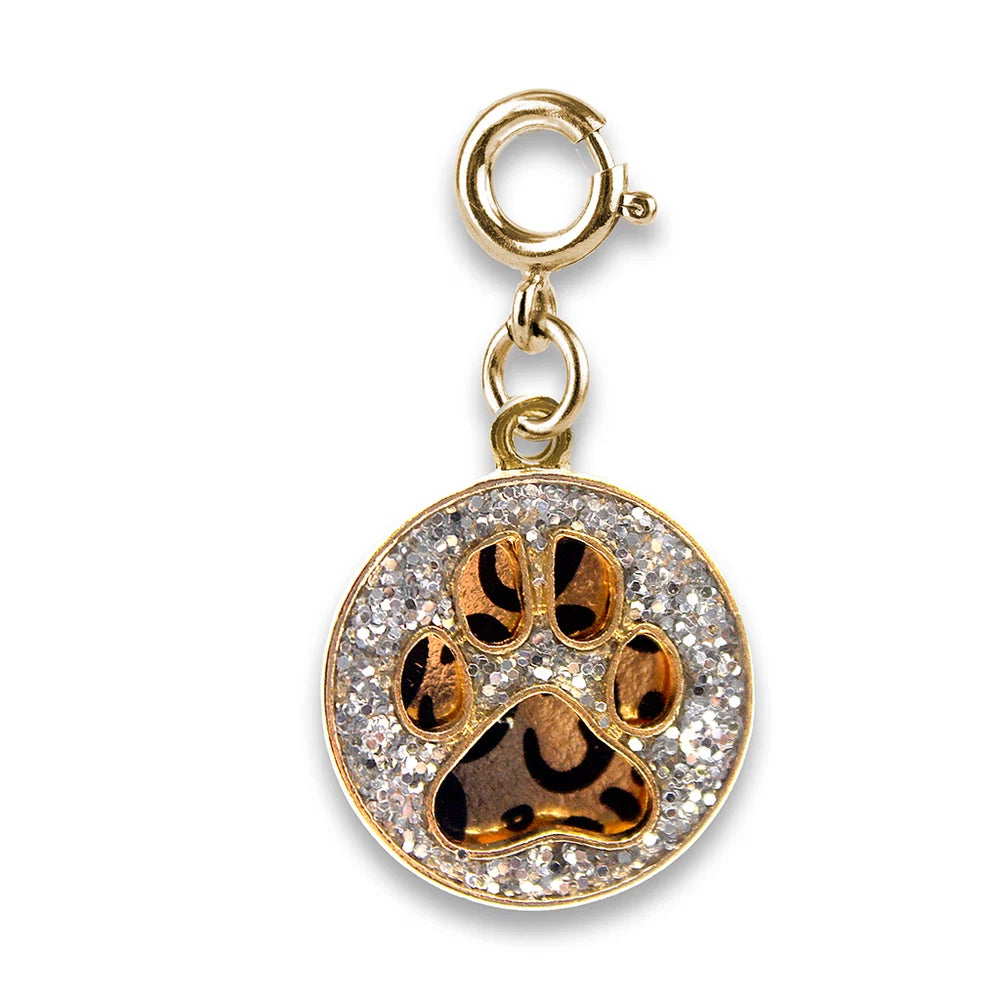 Gold Swivel Leopard Paw Print Charm