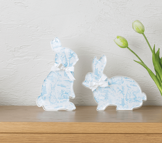 Laying Down Toile Acrylic Bunny Sitter