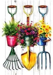 Garden Tool Trio Moire Garden Flag
