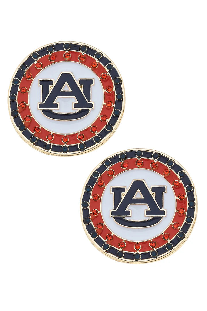 Auburn Pave Disc Stud Earring