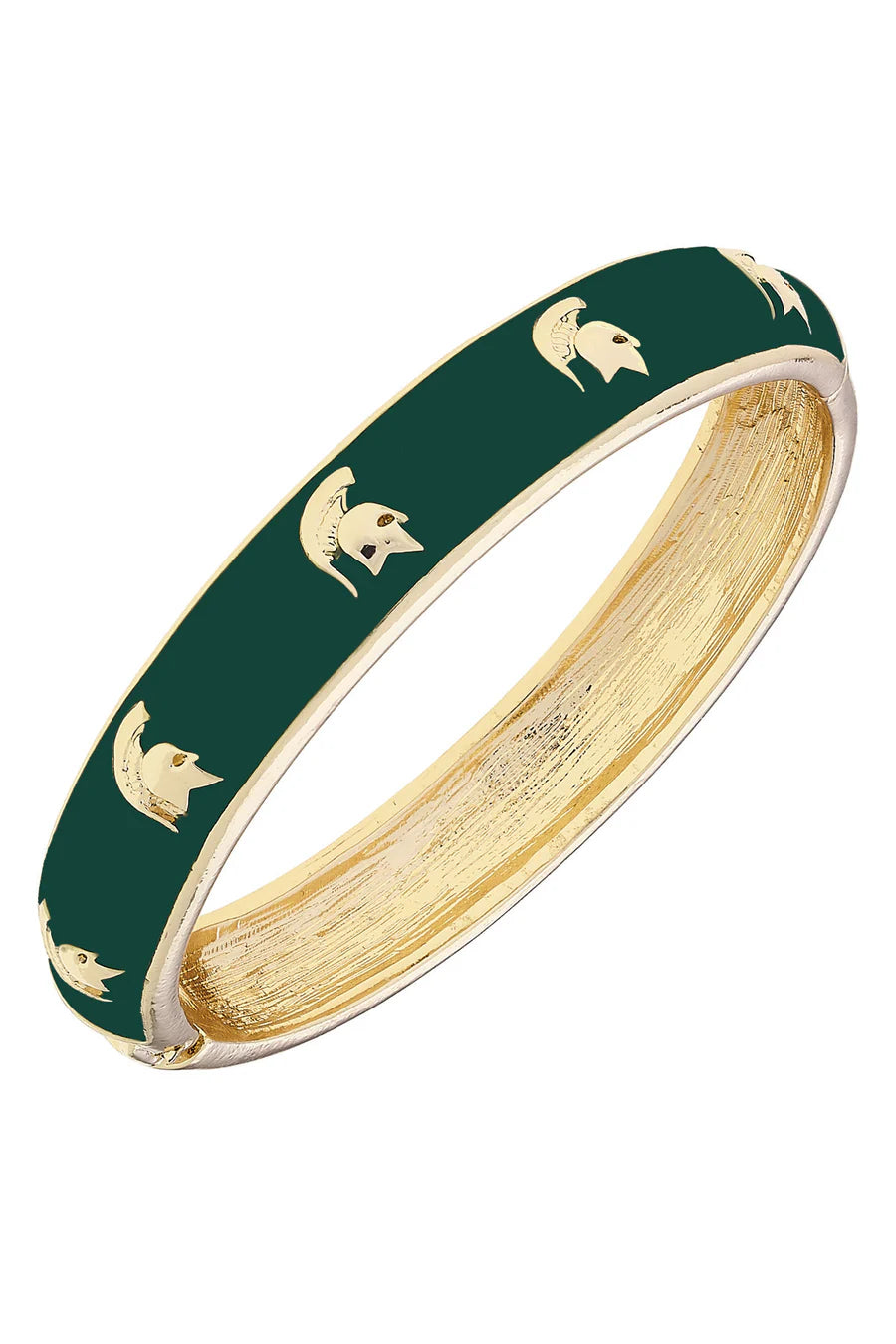 Michigan State Spartans Enamel Logo Hinge Bangle, Green