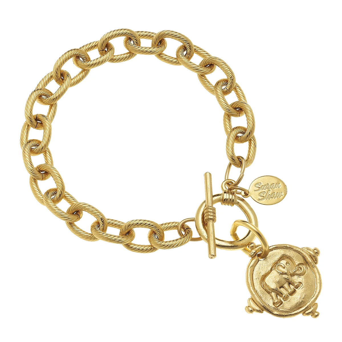 Gold Elephant on Chain Bracelet