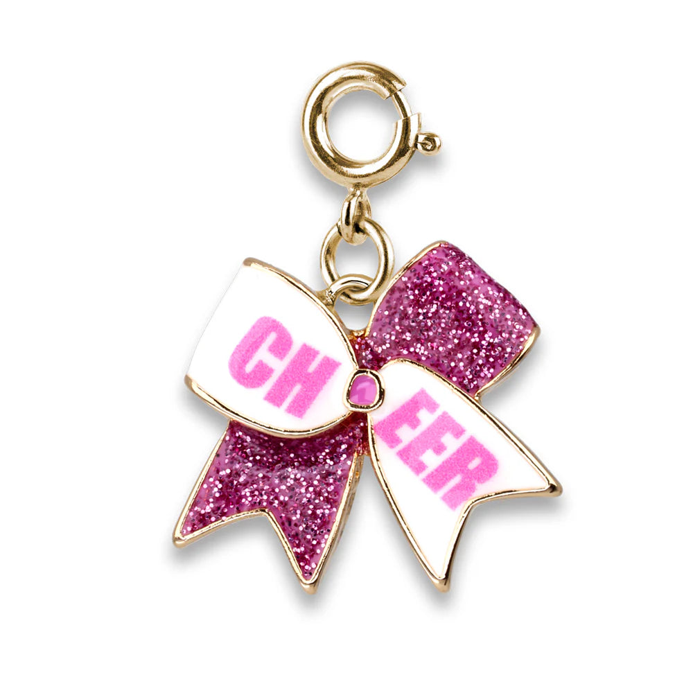 Gold Glitter Cheer Bow Charm