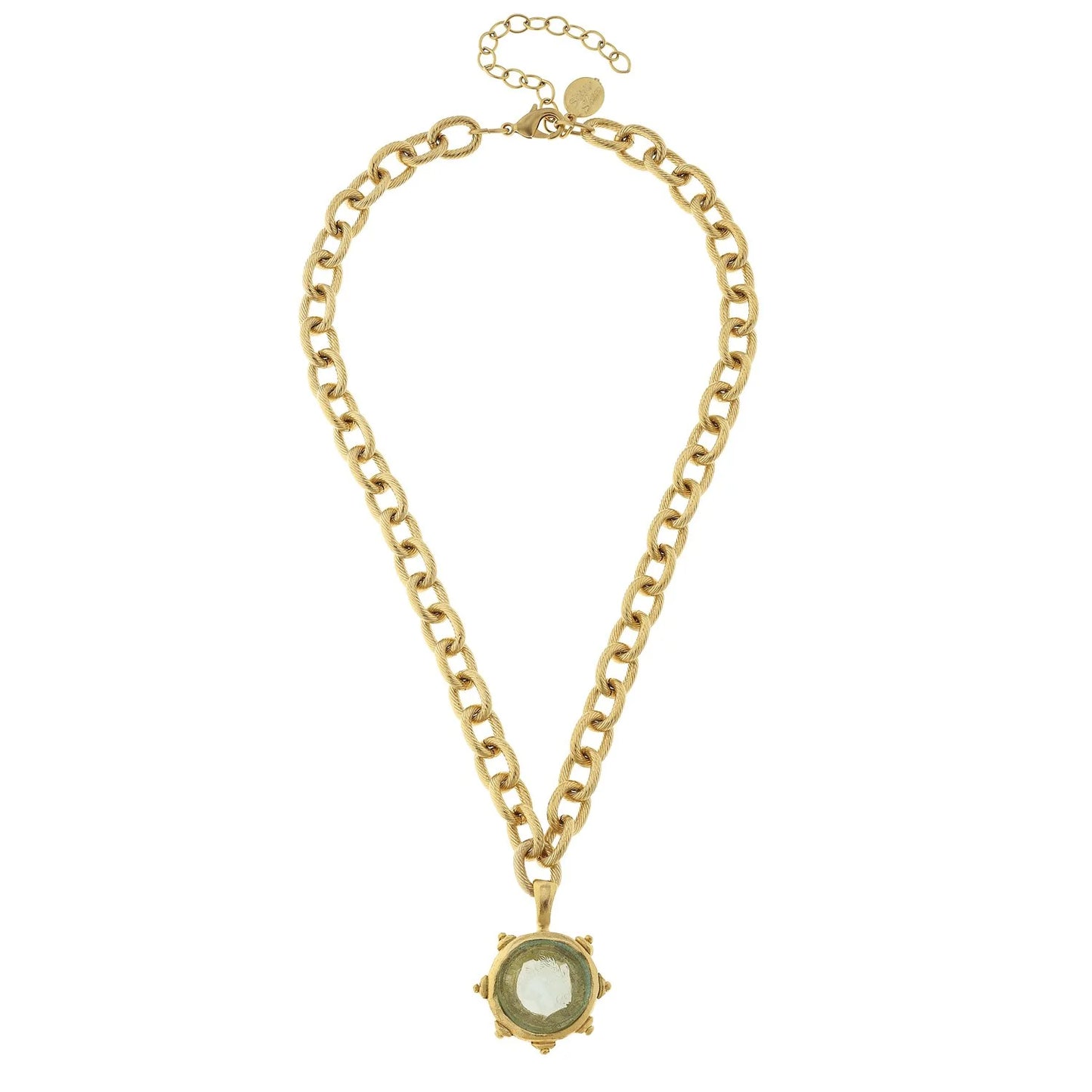 Small Venetian Glass Coin Necklace, Clear