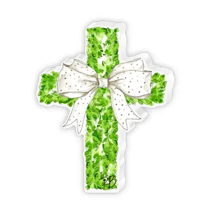 Small Acrylic Greenery Cross - White Bow