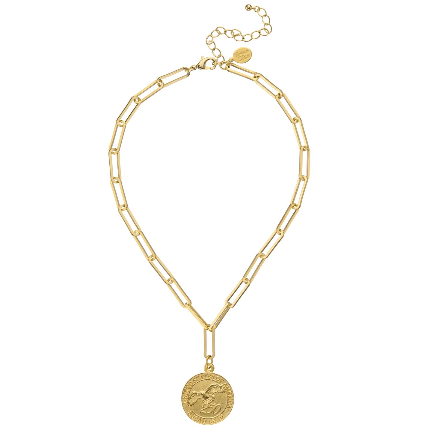 USA 250 Paperclip Chain Necklace, 16 in