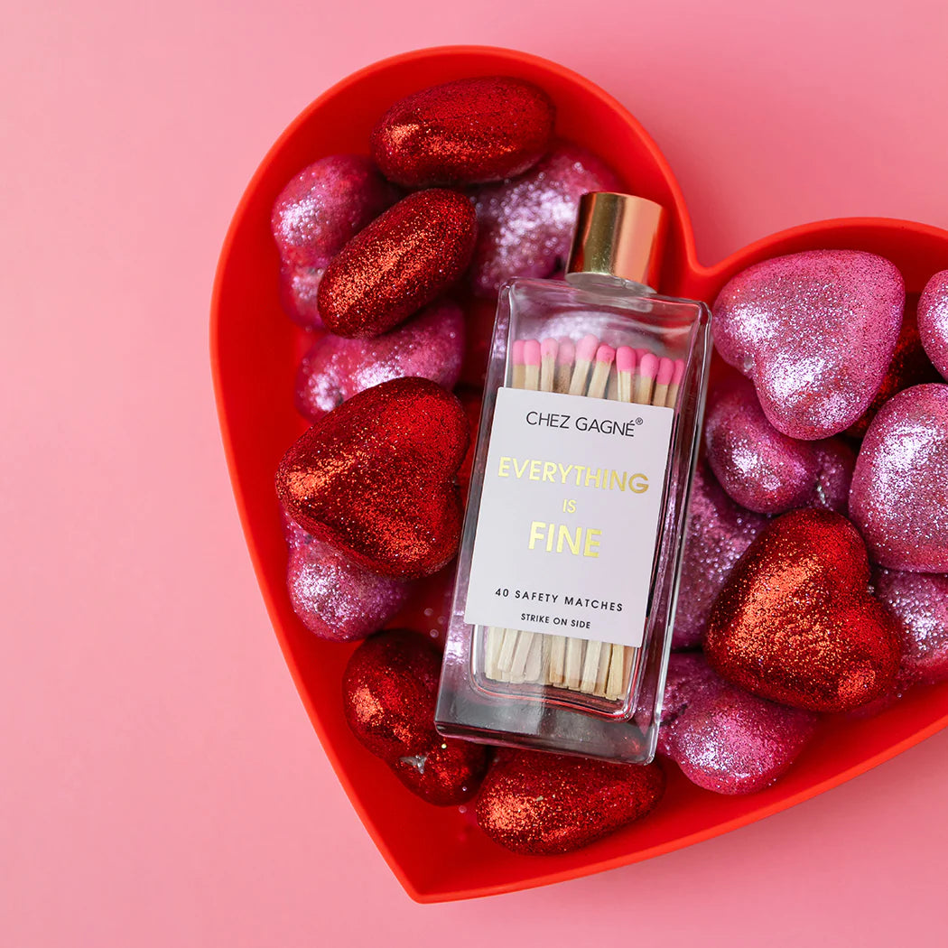 Everything Is Fine- Pink Matches In Glass Bottle