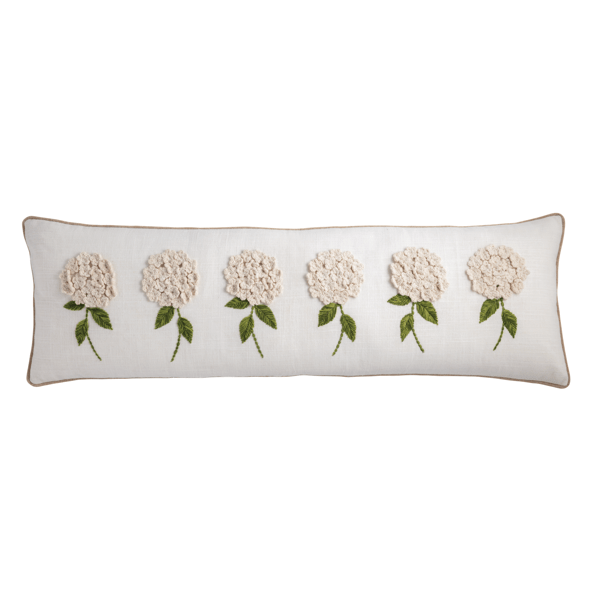 White Hydrangea Long Pillow
