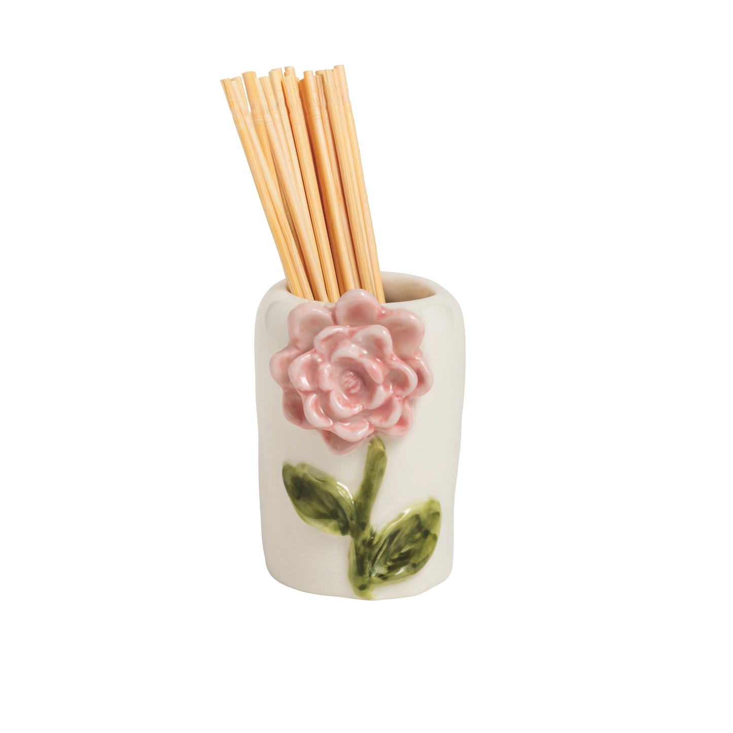 Pink Flower Toothpick Holder Set