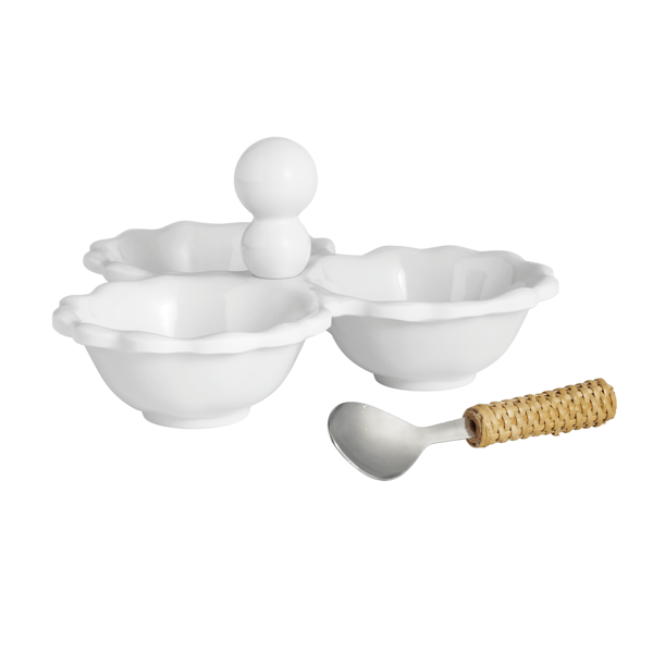 Ruffle Melamine Triple Tidbit Set