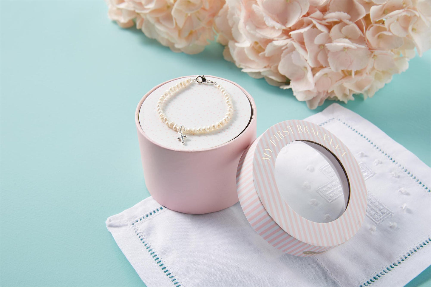 My First Bracelet w/ Pearls & Cross