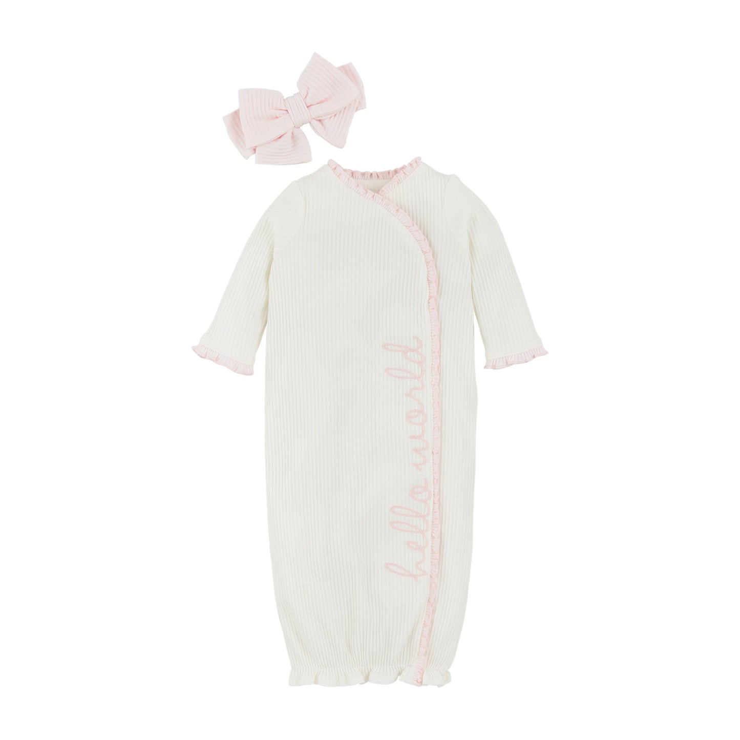 Gown, Chainstitch Pink 0-3 M