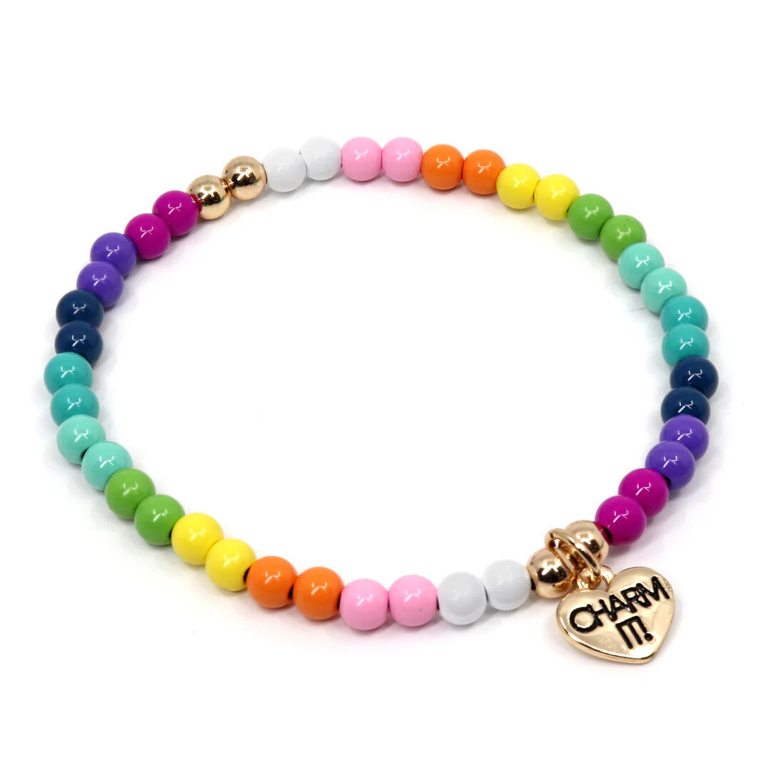 Bracelet, 4mm Rainbow Bead Stretch
