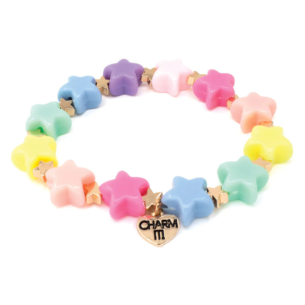 Bracelet, Gold Pastel Star Stretch Bead