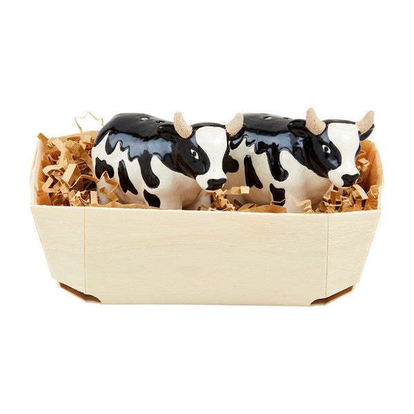 Farm Cow Salt Pepper Basket Set