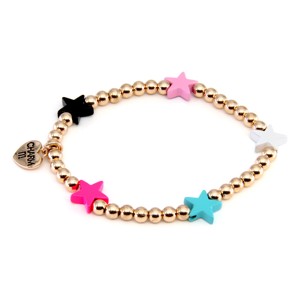 Bracelet, Gold Bead Multi Star Stretch