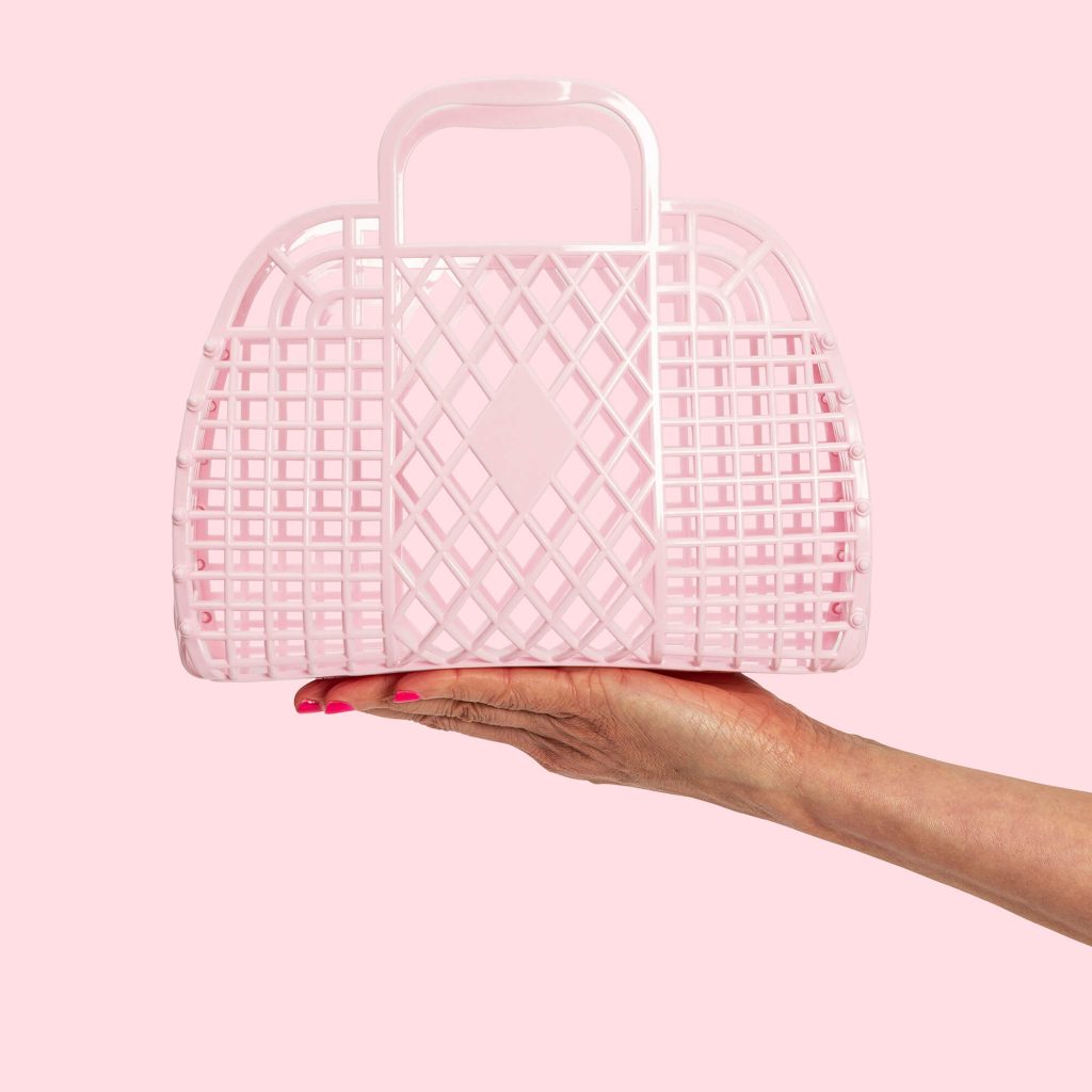 Small Retro Basket Handbag Pink