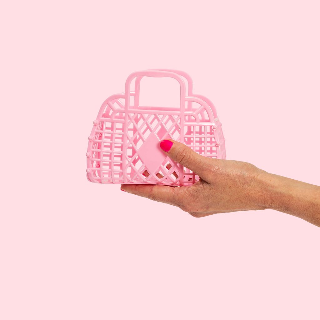Mini Retro Basket Handbag Bubblegum