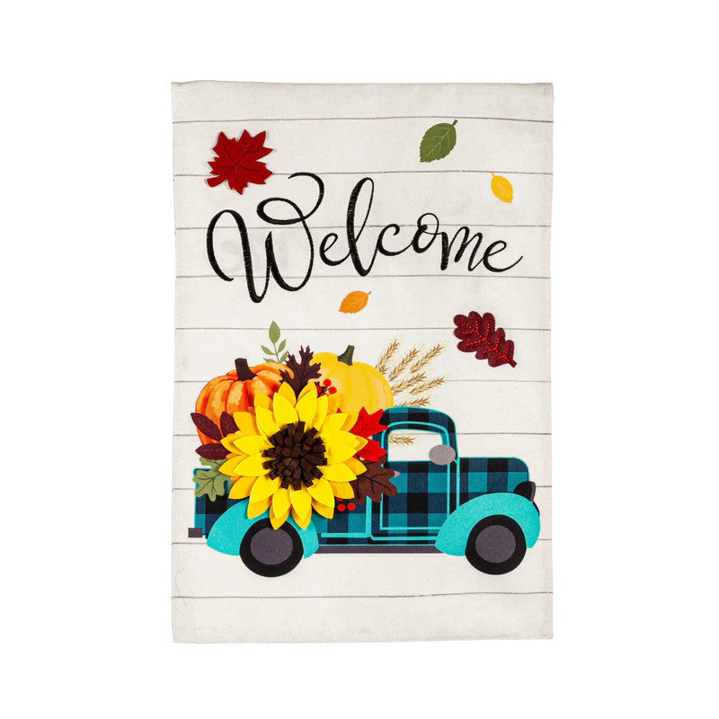 Fall Plaid Truck Garden Flag