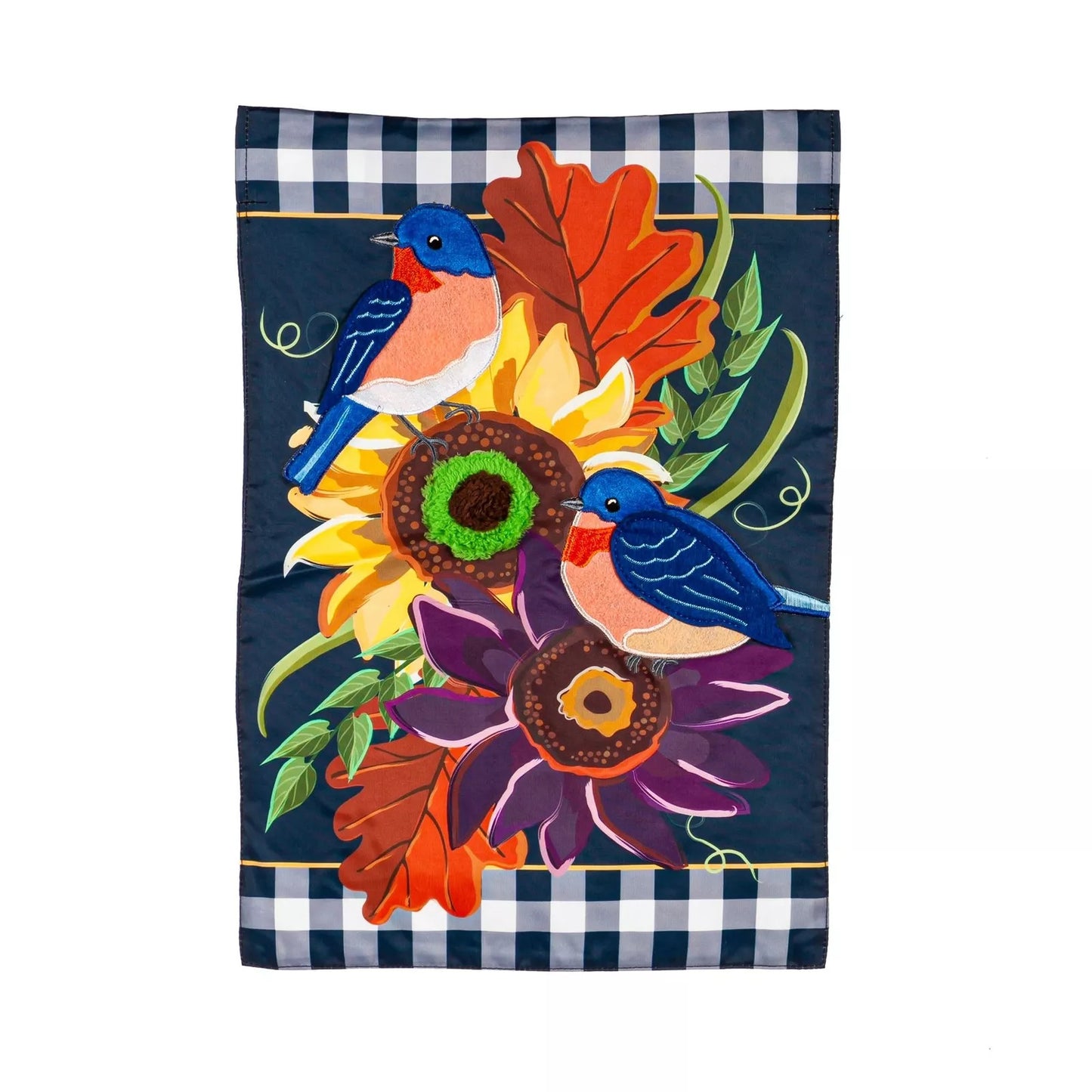 Fall Bluebirds Garden Applique Flag