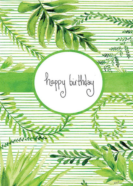 Card, Fern Green Stripe Bday BC388