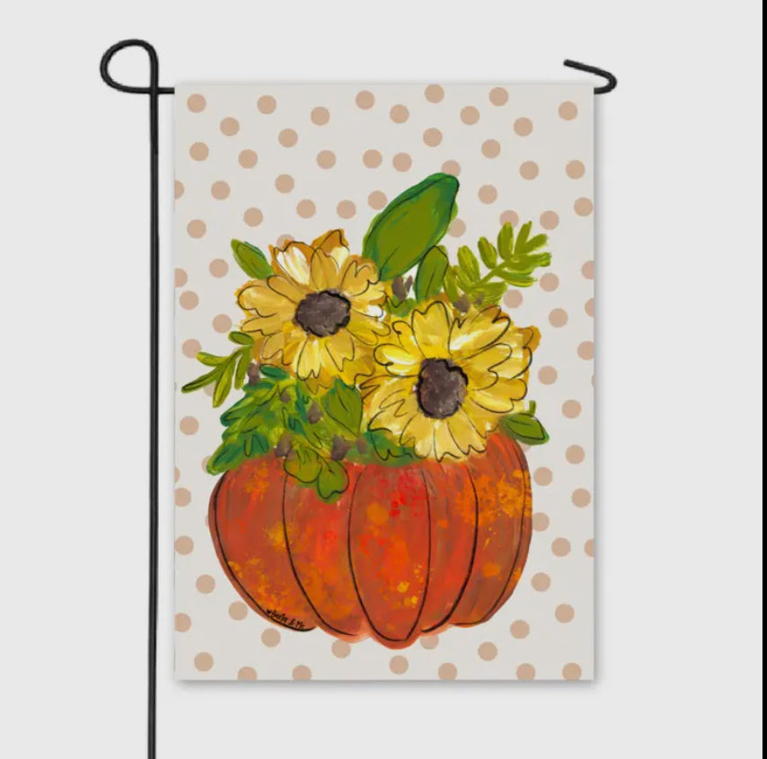 Garden Flag, Polka Dot Sunflower Pumpkin