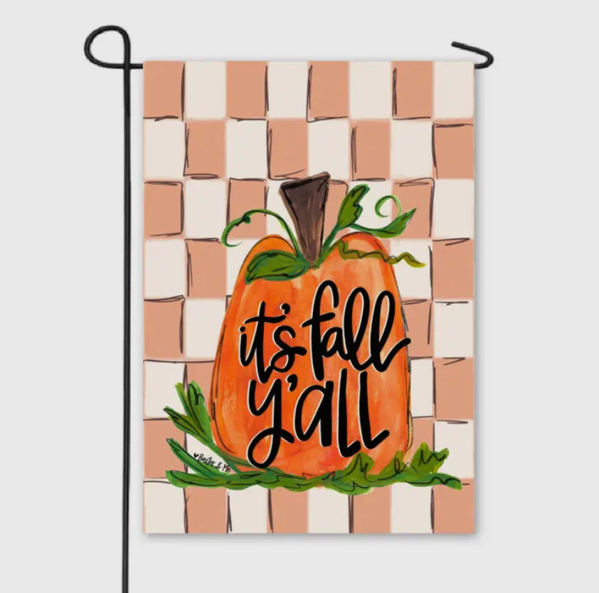 Garden Flag, It’s Fall Y’all Checkered Pumpkin