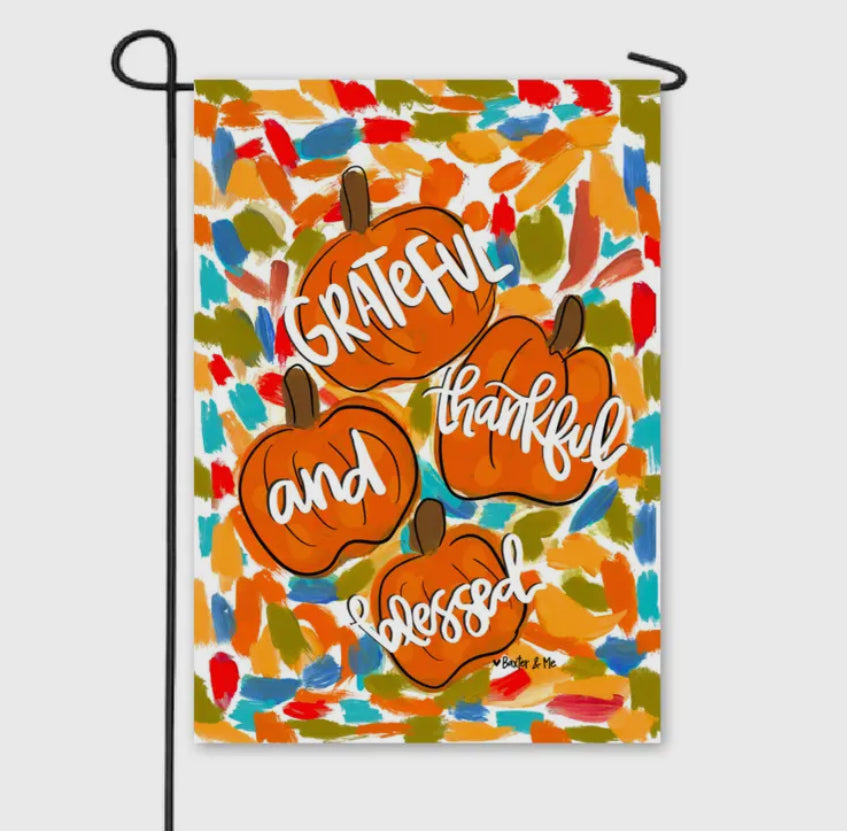 Garden Flag, Colorful Grateful Thankful & Blessed