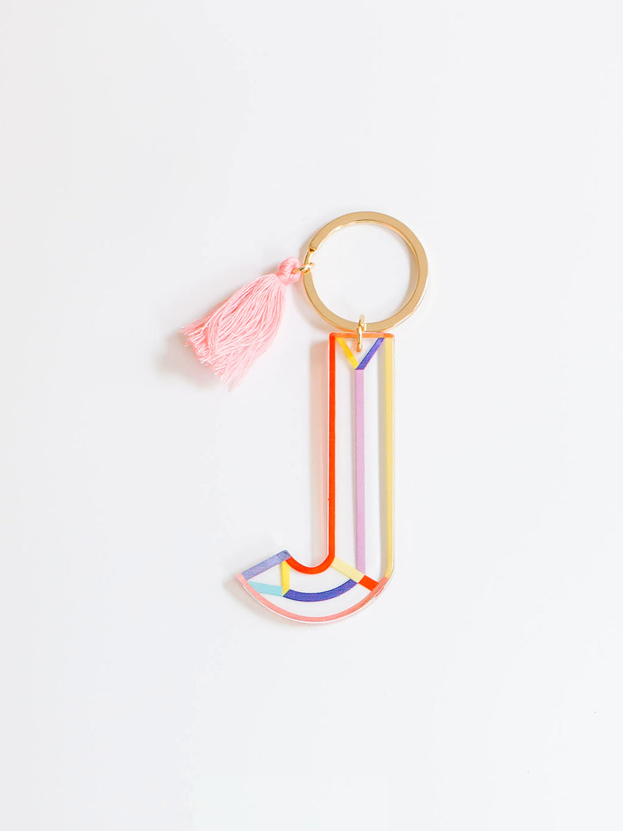 Colorful Acrylic Initial Keychain J