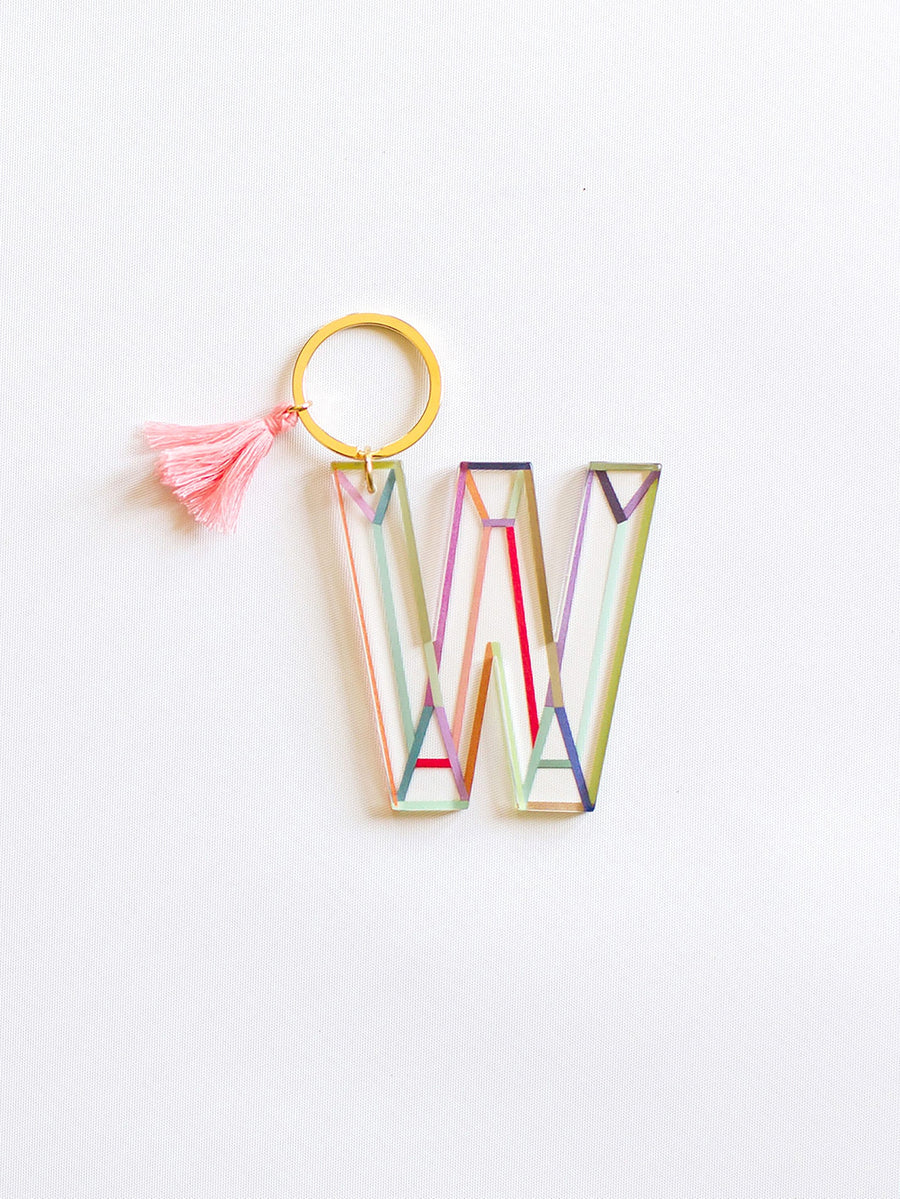 Colorful Acrylic Initial Keychain W