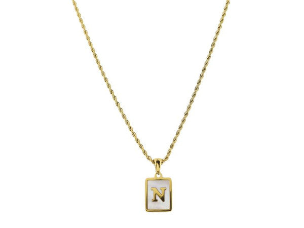 Necklace, Gold Rectangle “N” Initial