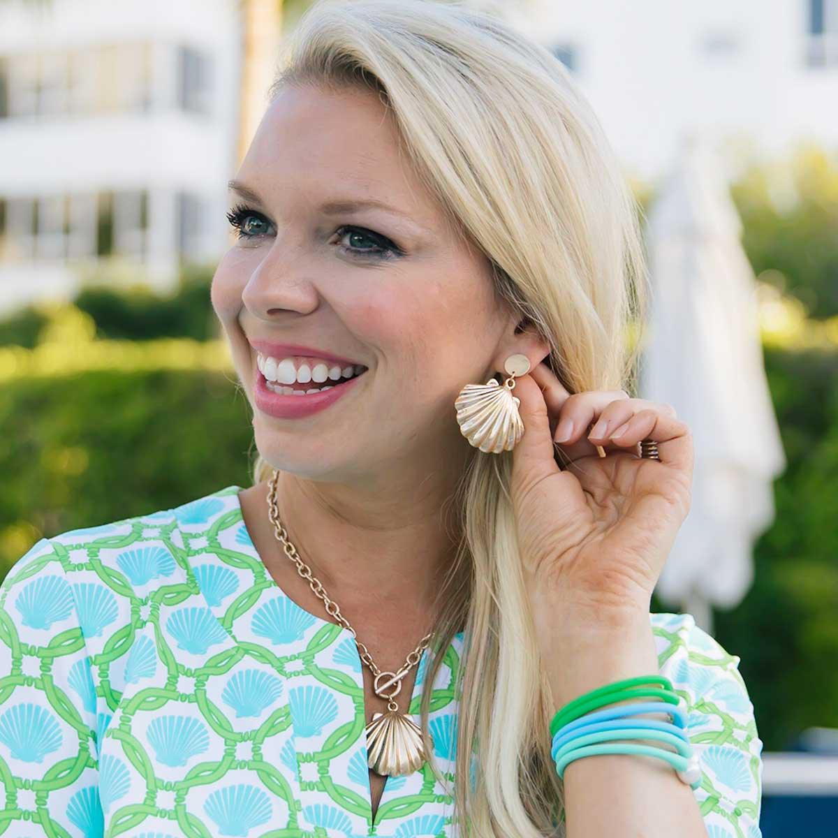 Scallop Shell Drop Earrings
