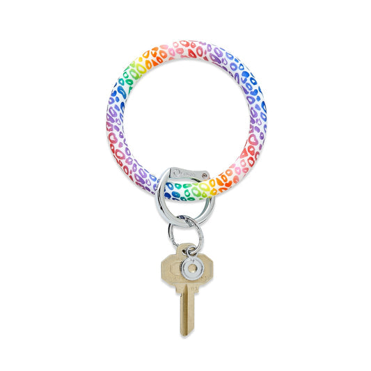 Big O Key Ring, Silicone Rainbow Cheetah