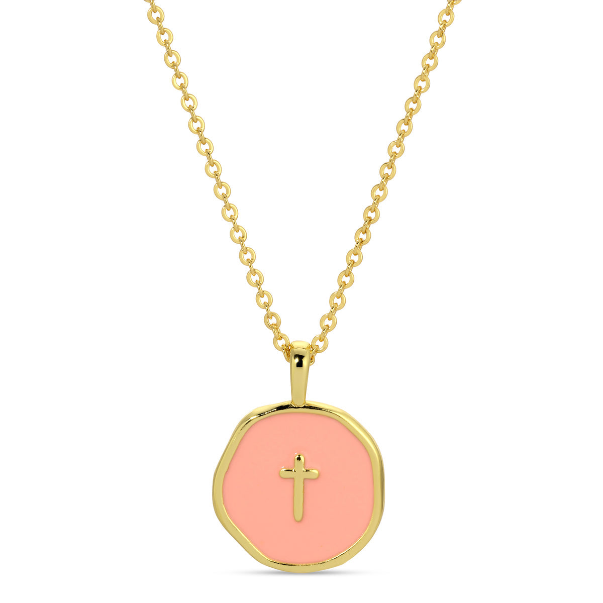 Gold Tiny Cross Pendant, Rose
