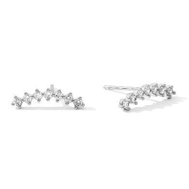 Glitz Crawler Stud Earrings, Silver