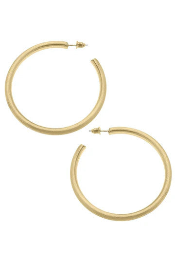 Ivy Hoop Earring, Gold Satin