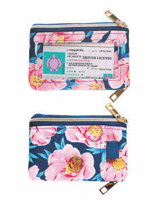Key Ring Zip Wallet, Pink Bloom