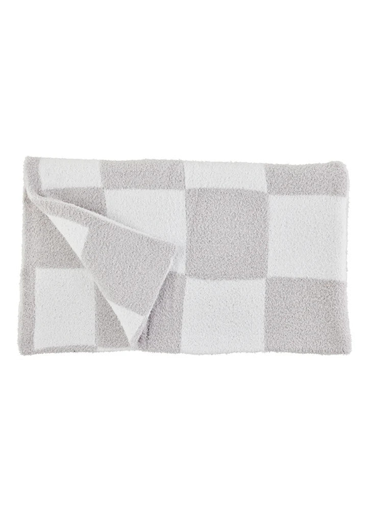 Chenille Checkered Blanket, Gray