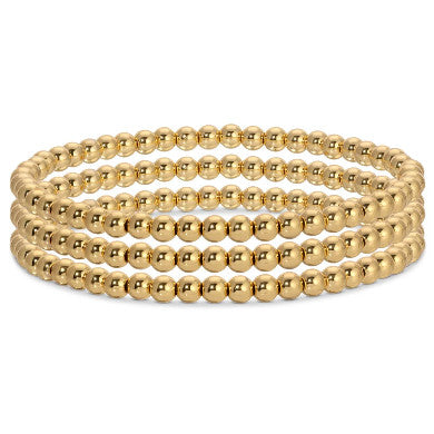 4mm Stretch Beaded Bracelet, Gold