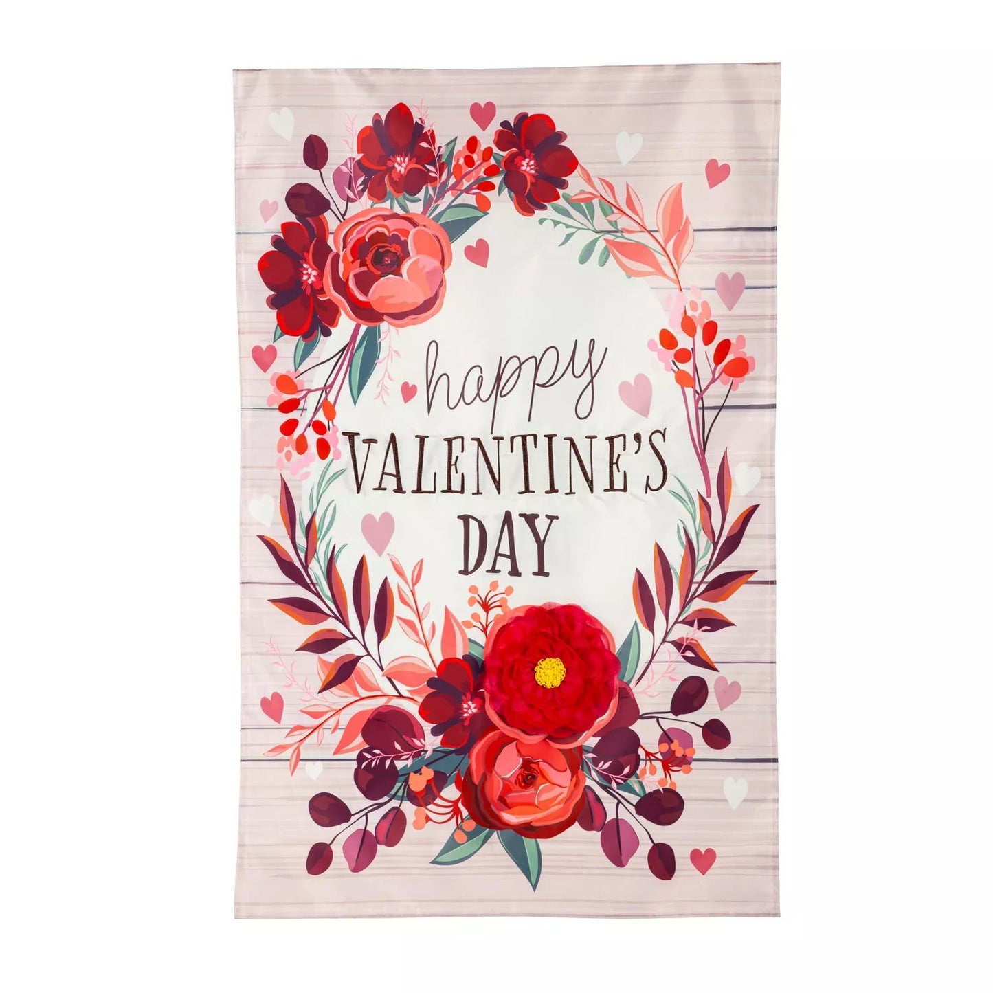 Floral Happy Valentine's Day Garden Applique Flag