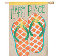 Happy Place Flip Flops Suede House Flag