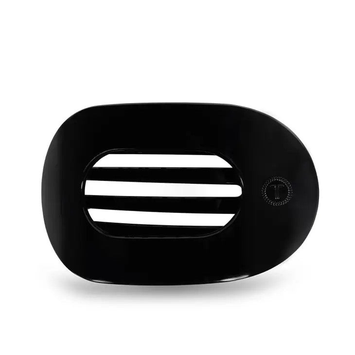 Jet Black Flat Round Hair Clip Large
